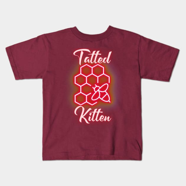 Tatted Kitten Red Kids T-Shirt by Tatted Kitten